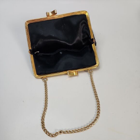 Vtg Kiss Lock Beaded Clutch Purse Evening Bag Chain Hand Made Hong Kong - Picture 3 of 12